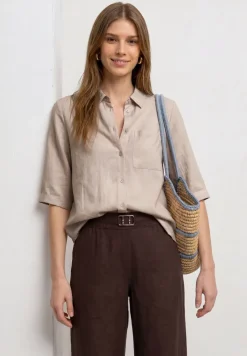 3/4-Arm Hemdbluse mit Brusttasche