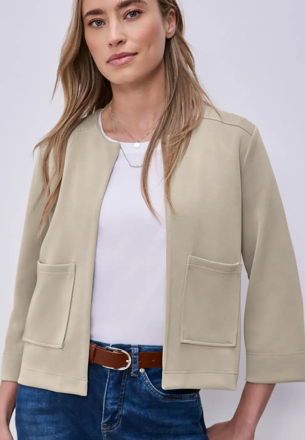 3/4-Arm Jacke im Silk-Look