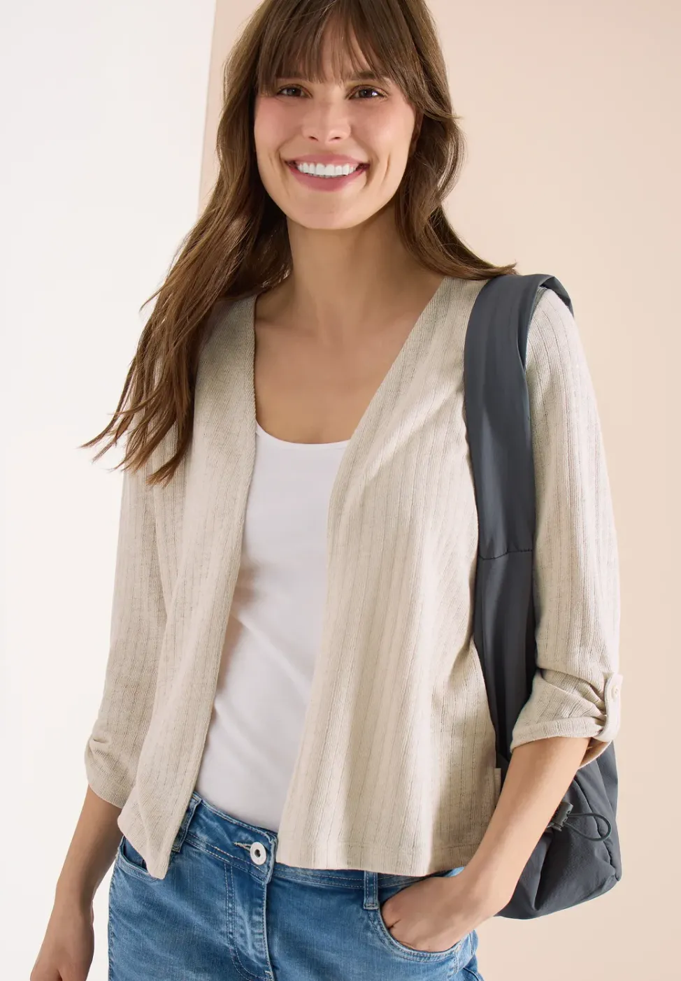 3/4-Arm Jacke in Strick-Optik
