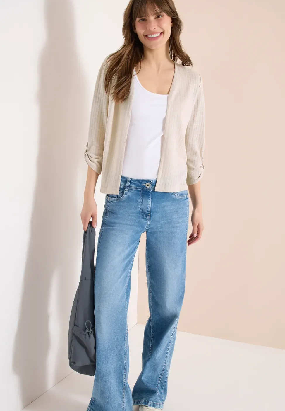 3/4-Arm Jacke in Strick-Optik