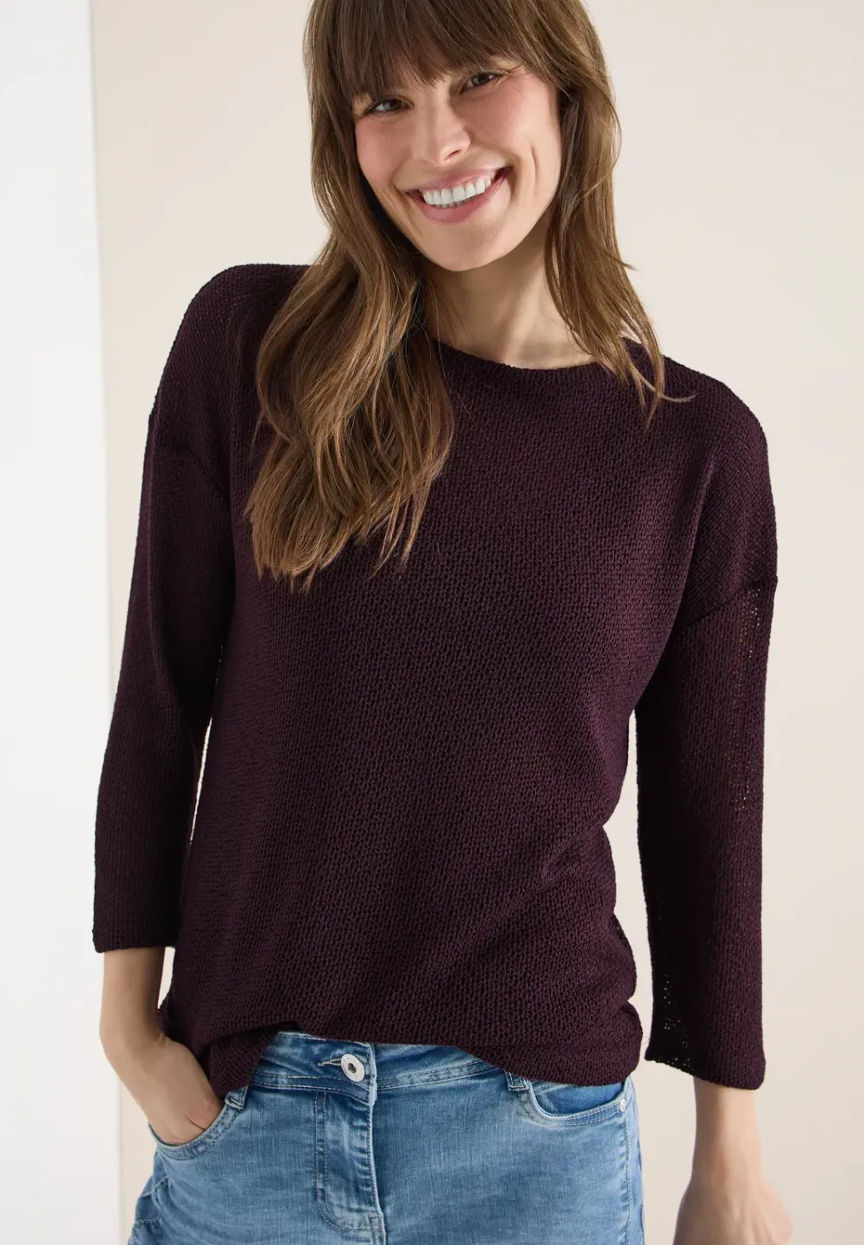 3/4-Arm Shirt im Ajour-Look