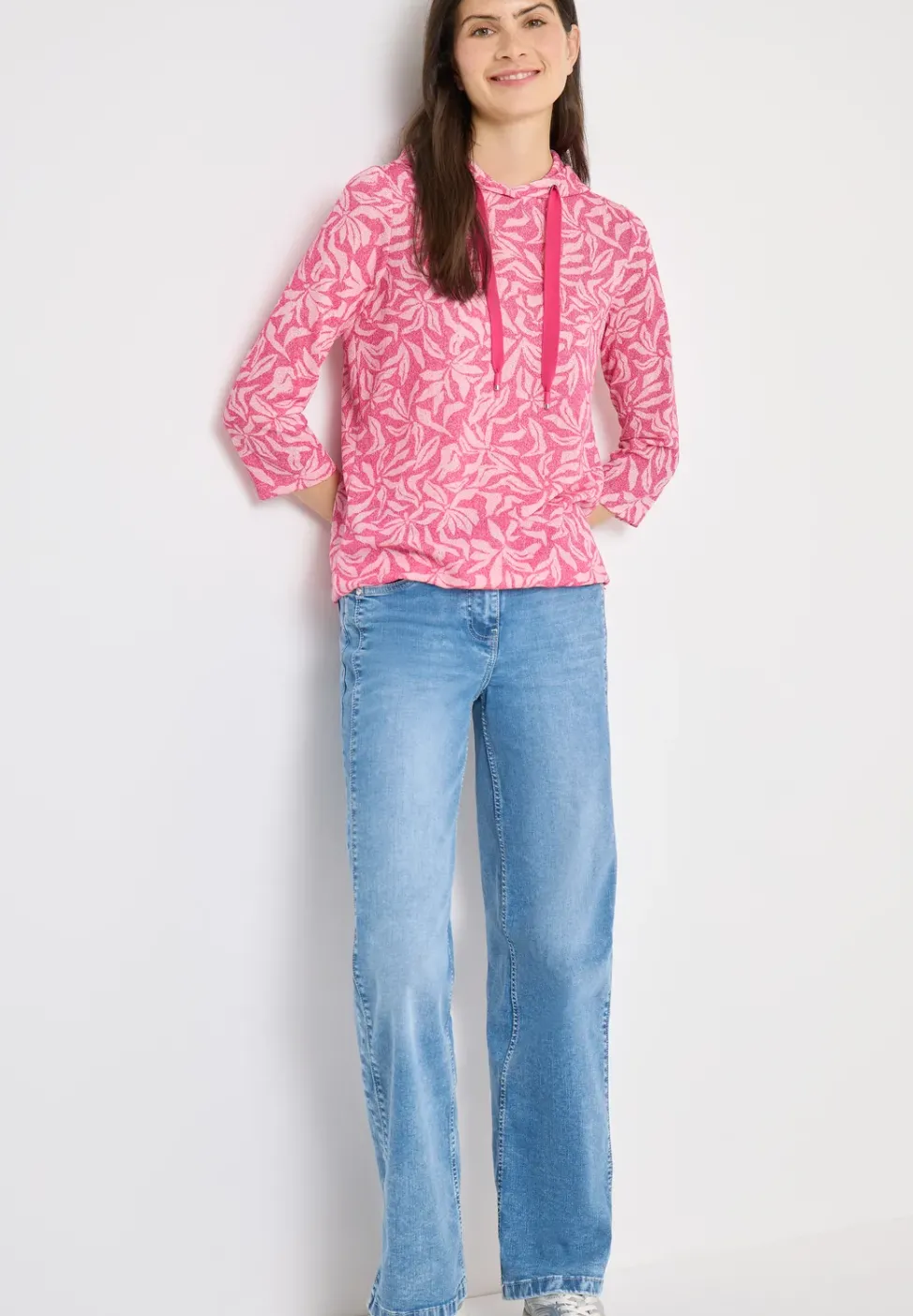 3/4-Arm Shirt mit floralem Print
