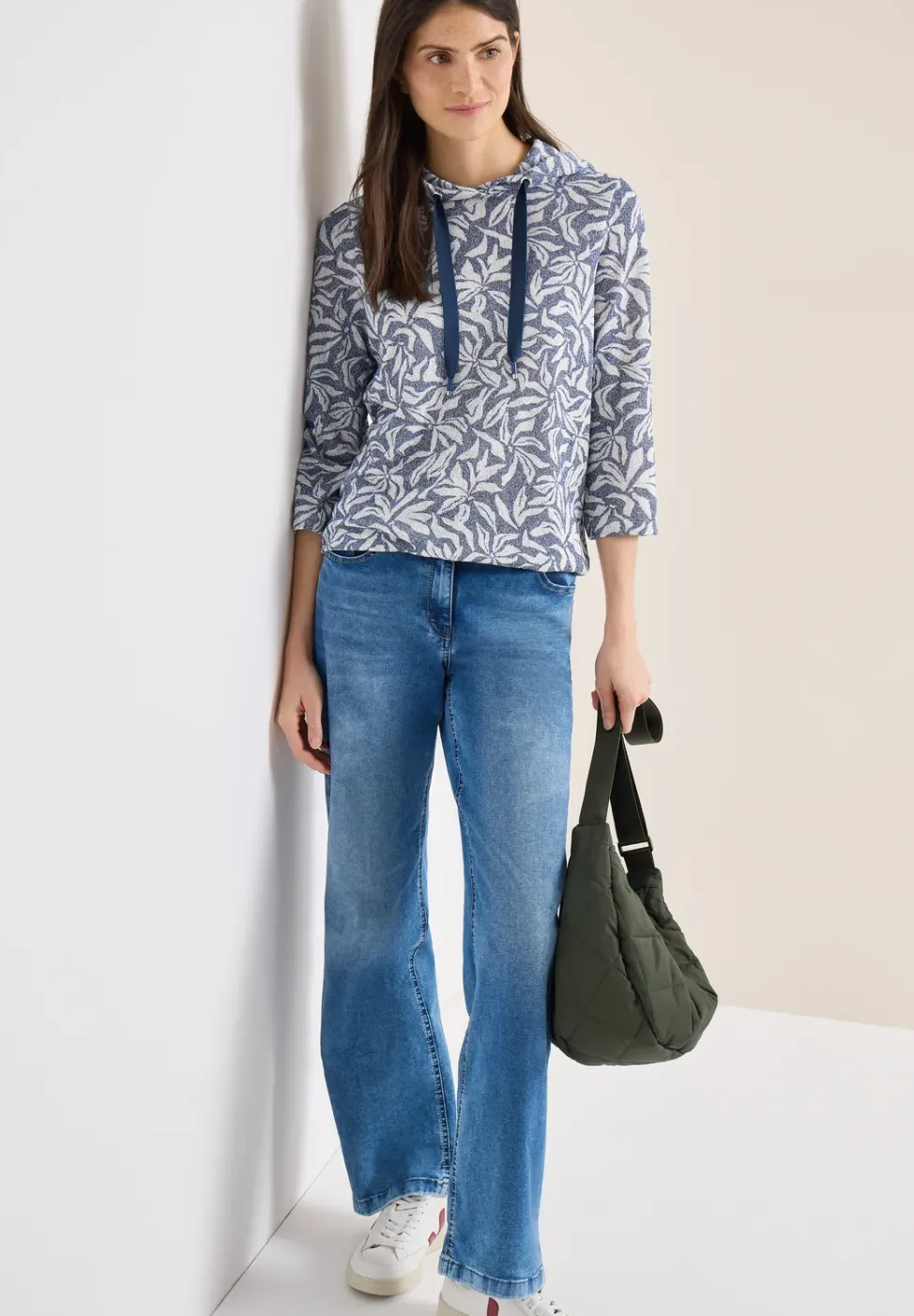 3/4-Arm Shirt mit floralem Print