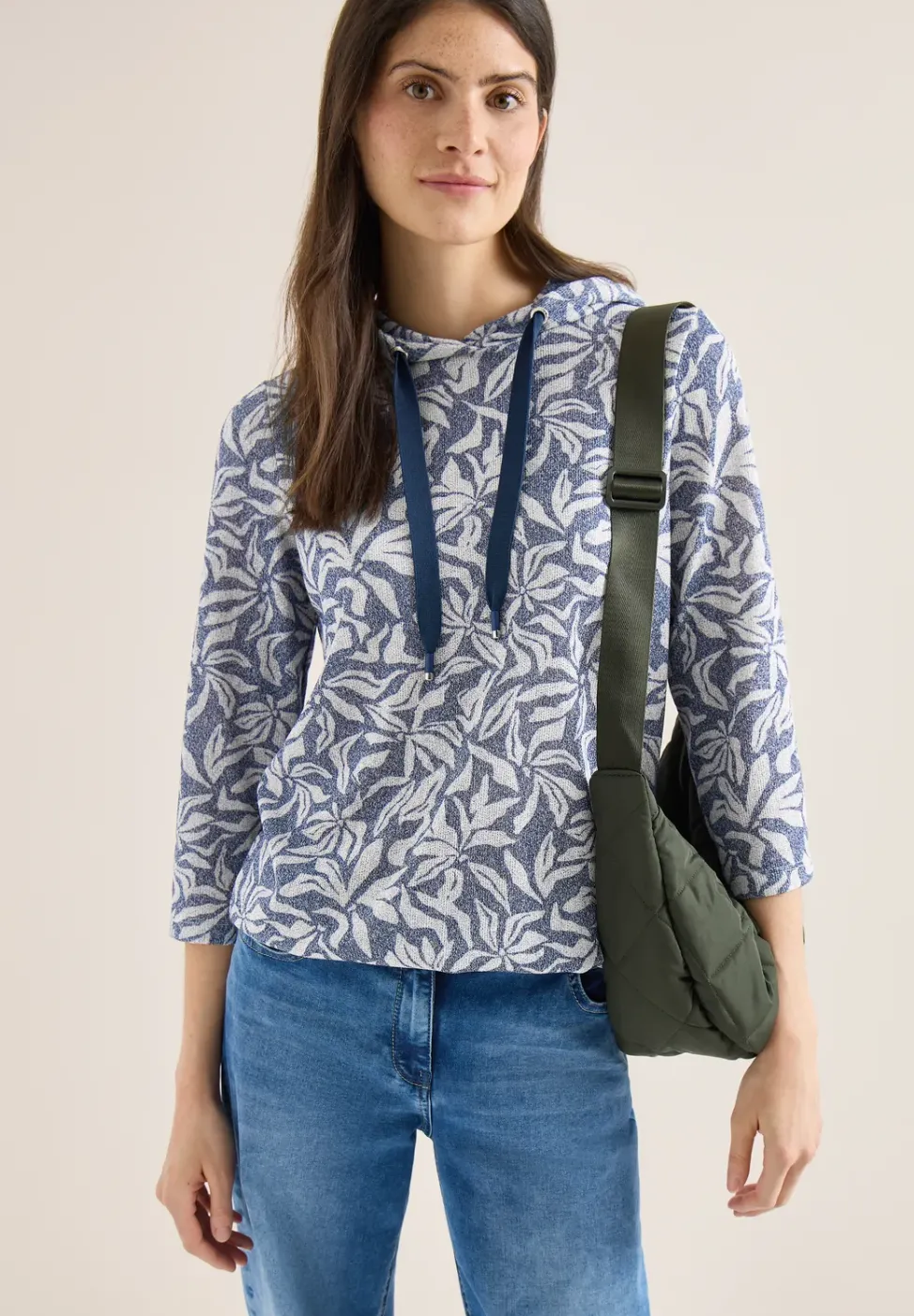 3/4-Arm Shirt mit floralem Print