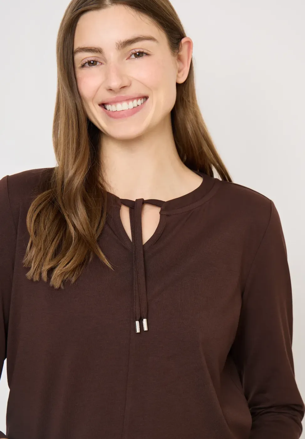 3/4-Arm Shirt mit Split Neck