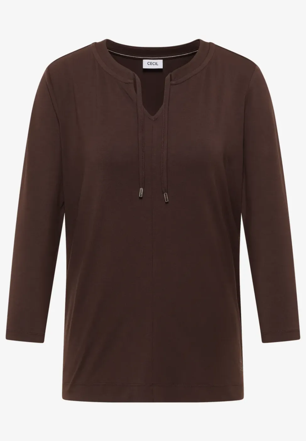 3/4-Arm Shirt mit Split Neck
