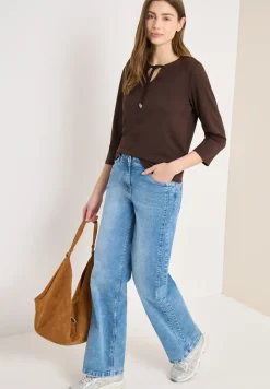 3/4-Arm Shirt mit Split Neck