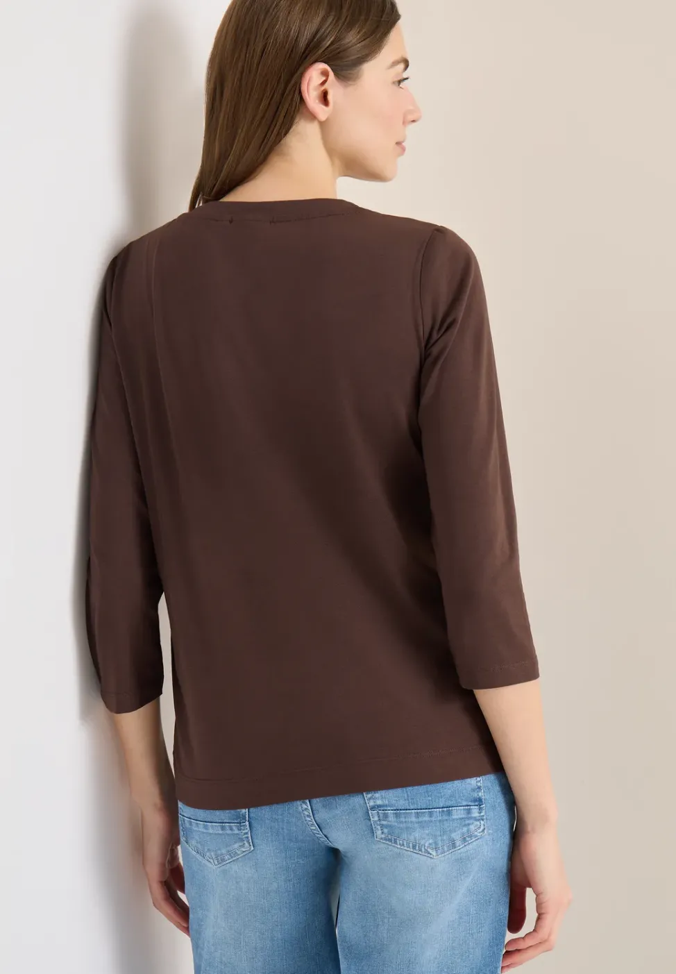 3/4-Arm Shirt mit Split Neck