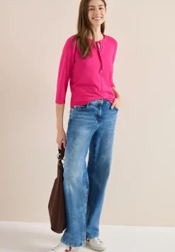 3/4-Arm Shirt mit Split Neck