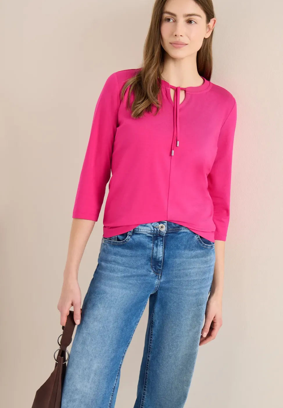 3/4-Arm Shirt mit Split Neck