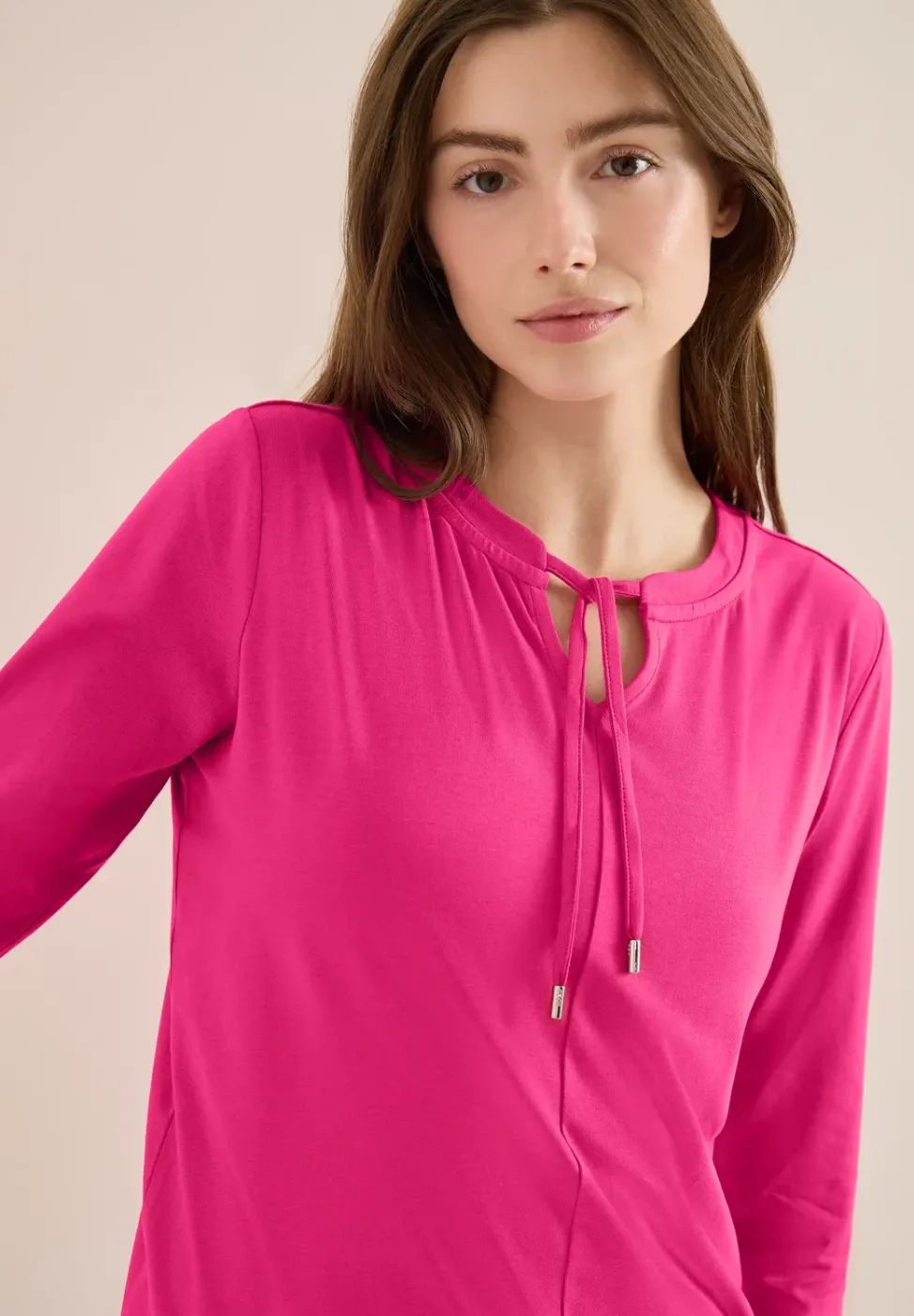 3/4-Arm Shirt mit Split Neck