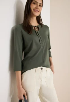 3/4-Arm Shirt mit Split Neck