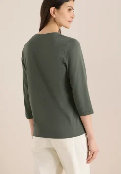 3/4-Arm Shirt mit Split Neck