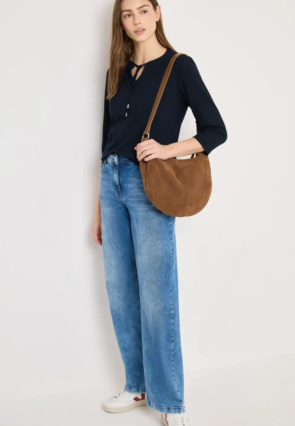 3/4-Arm Shirt mit Split Neck