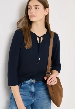 3/4-Arm Shirt mit Split Neck