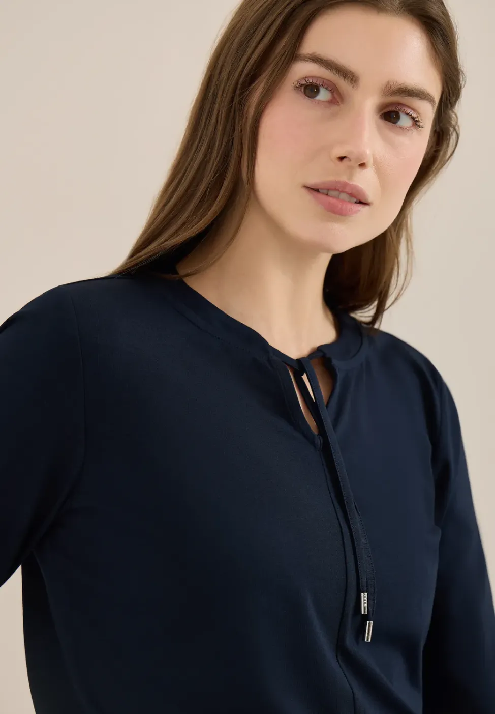 3/4-Arm Shirt mit Split Neck