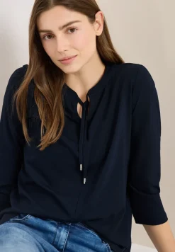 3/4-Arm Shirt mit Split Neck