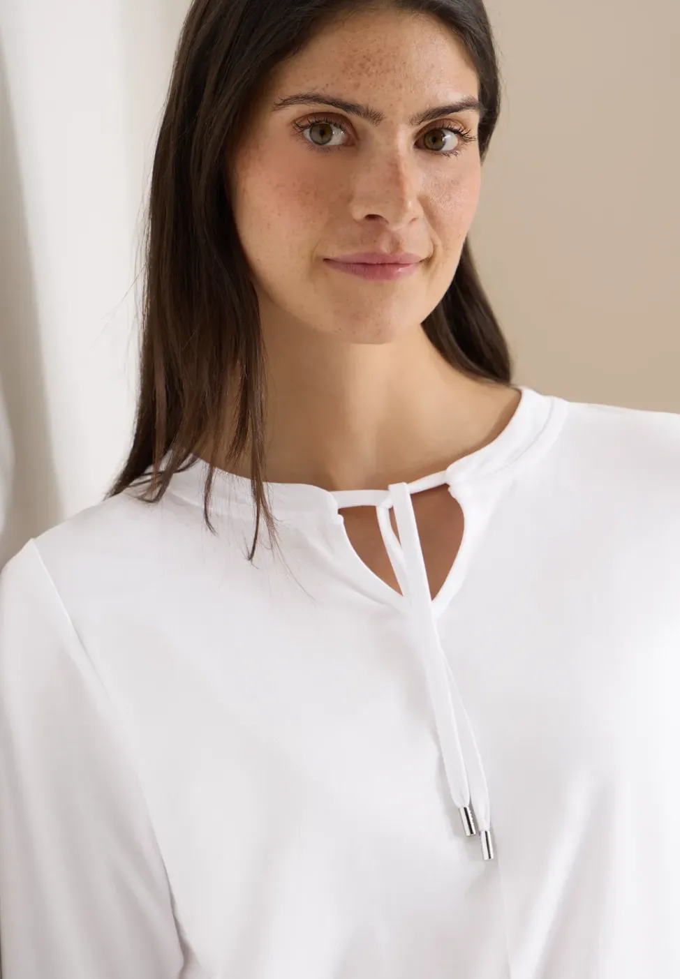 3/4-Arm Shirt mit Split Neck