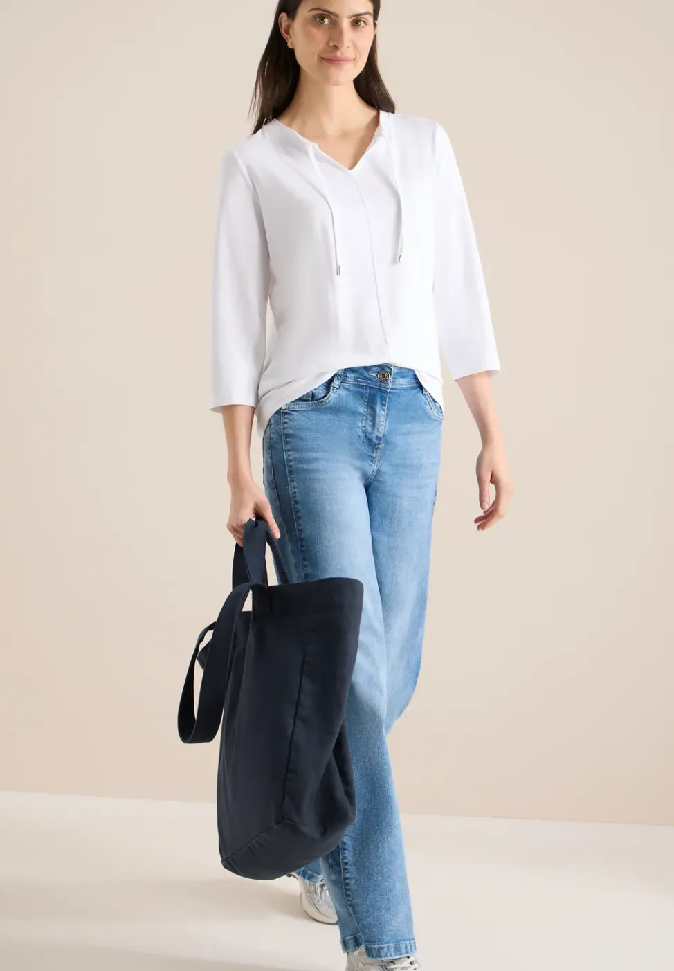 3/4-Arm Shirt mit Split Neck
