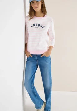 3/4-Arm Sweatshirt mit Streifenmuster