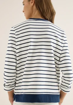 3/4-Arm Sweatshirt mit Streifenmuster