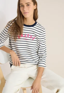 3/4-Arm Sweatshirt mit Streifenmuster