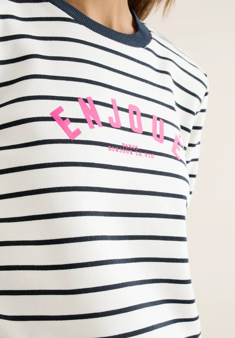 3/4-Arm Sweatshirt mit Streifenmuster