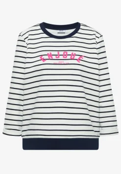 3/4-Arm Sweatshirt mit Streifenmuster