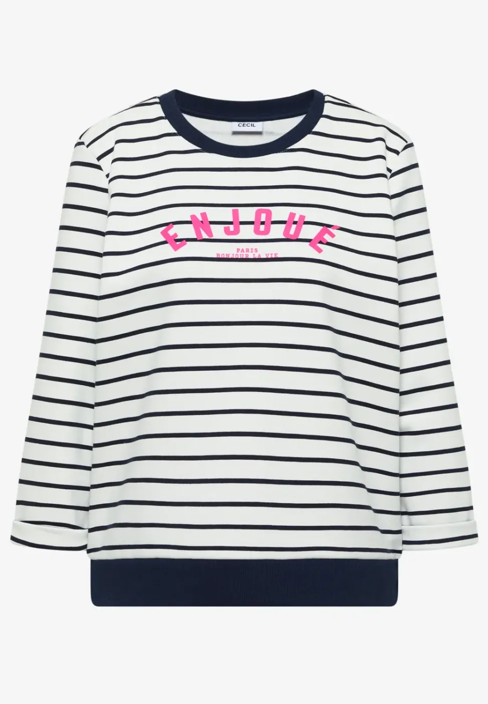 3/4-Arm Sweatshirt mit Streifenmuster
