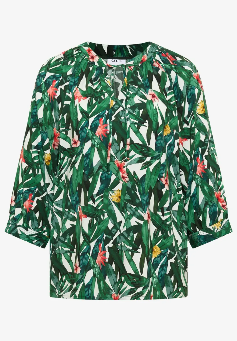 3/4-Arm Tunika mit Split Neck und Print