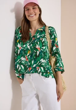 3/4-Arm Tunika mit Split Neck und Print