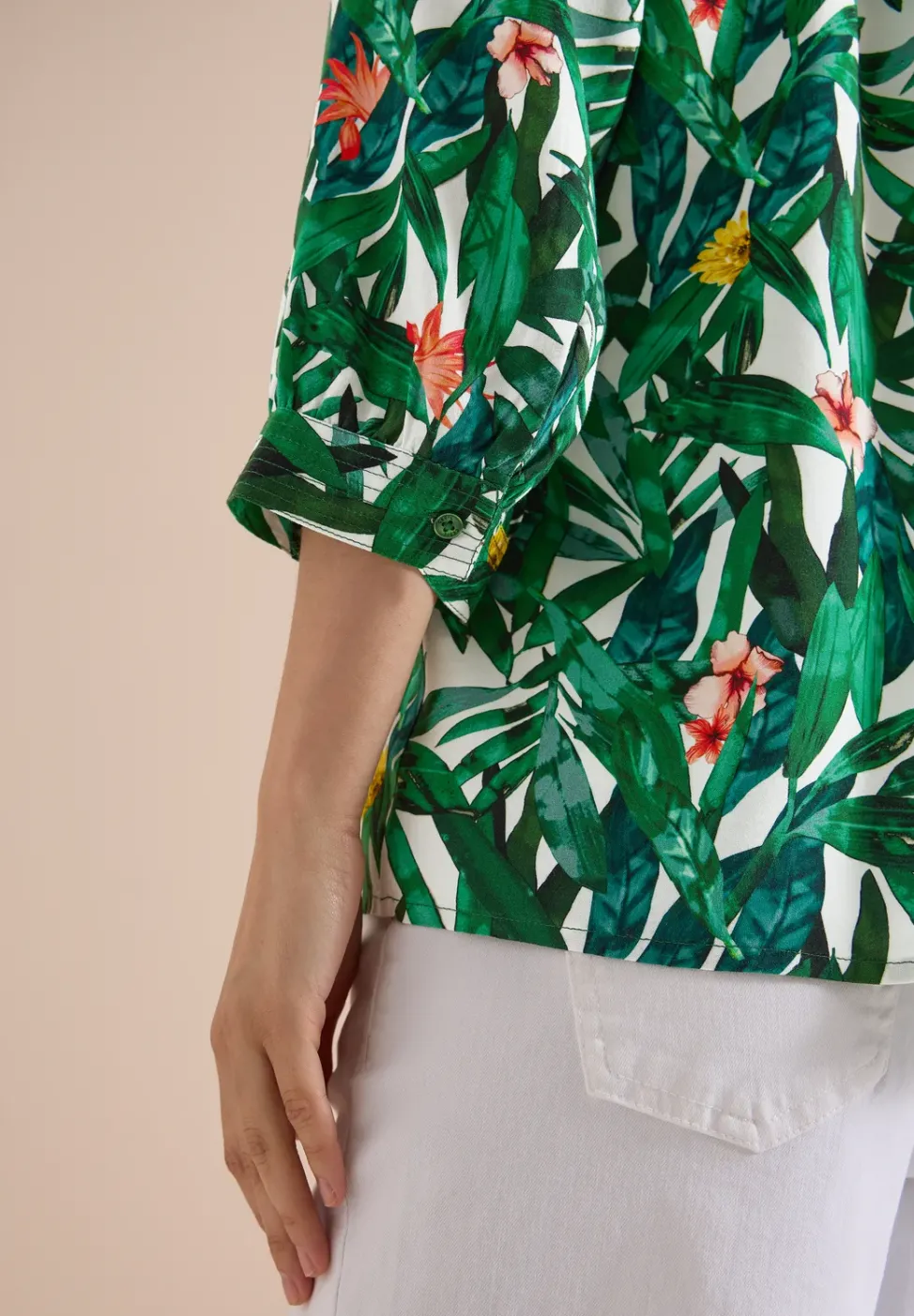 3/4-Arm Tunika mit Split Neck und Print