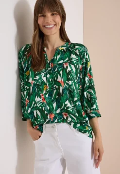 3/4-Arm Tunika mit Split Neck und Print