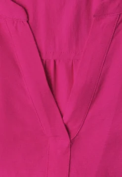3/4-Arm Bluse aus Leinenmix mit Split Neck