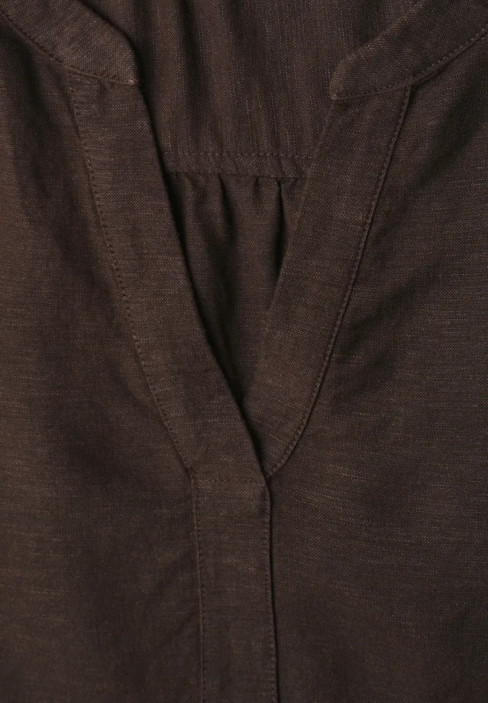 3/4-Arm Bluse aus Leinenmix mit Split Neck