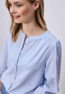 3/4-Arm Bluse in Chambray Qualität