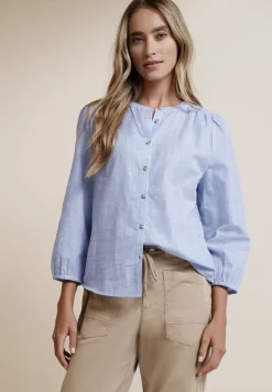 3/4-Arm Bluse in Chambray Qualität