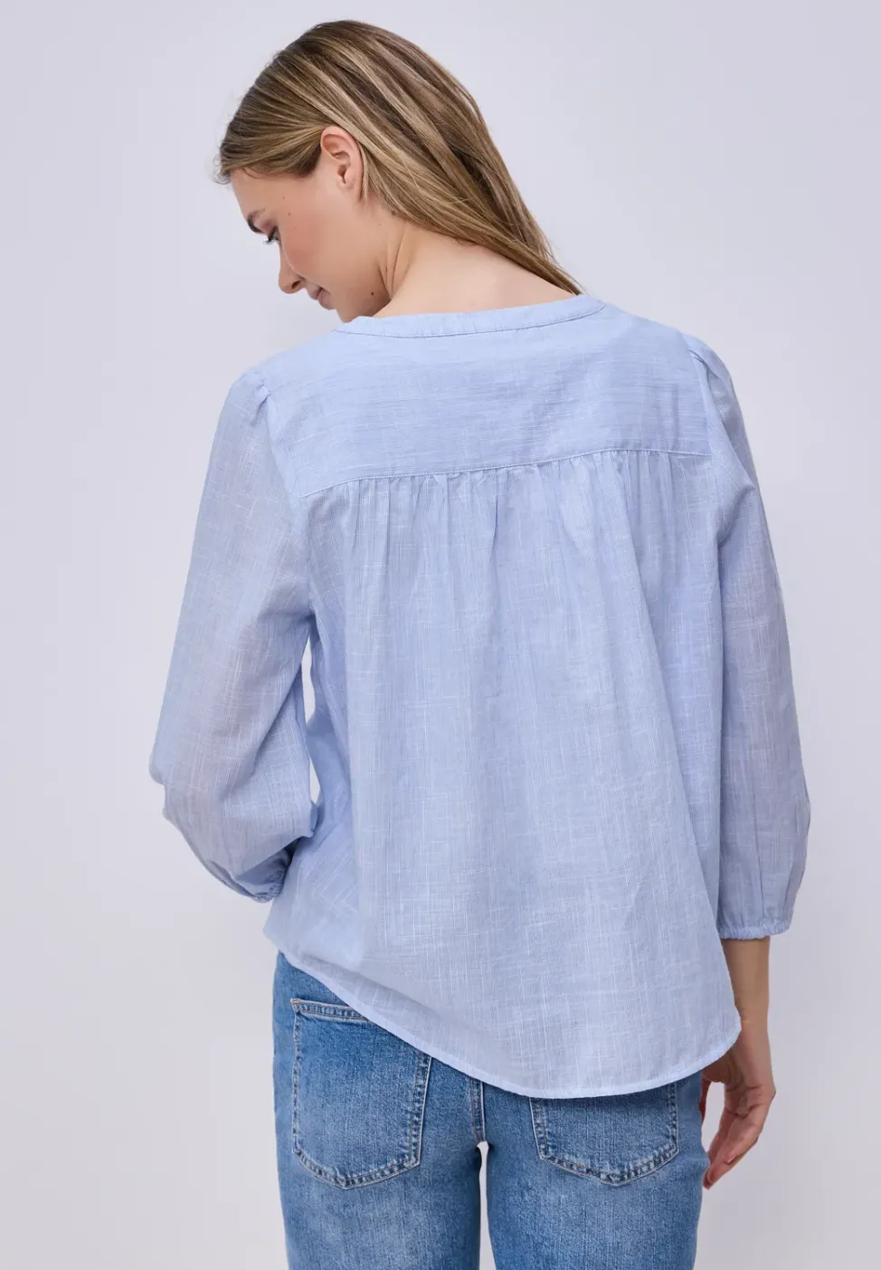 3/4-Arm Bluse in Chambray Qualität