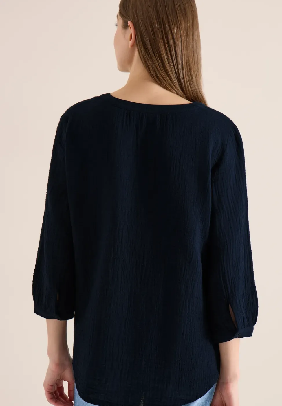 3/4-Arm Bluse in Musselin-Qualität