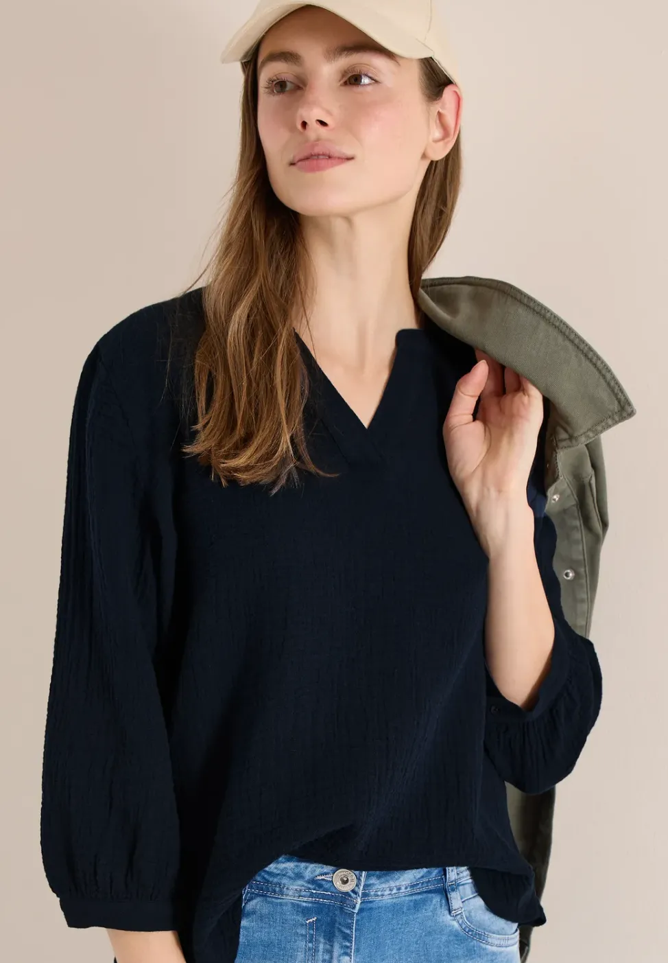 3/4-Arm Bluse in Musselin-Qualität