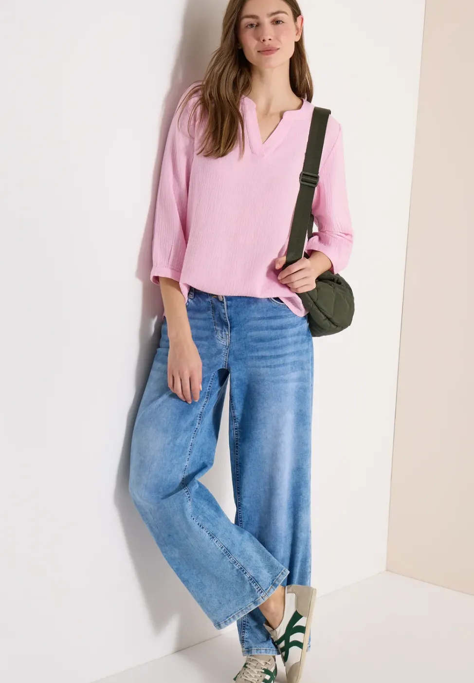 3/4-Arm Bluse in Musselin-Qualität