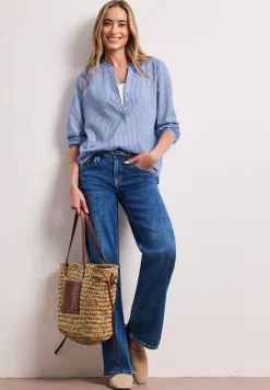 3/4-Arm Bluse in Seersuckerqualität