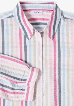 3/4-Arm Bluse in Seersucker Qualität
