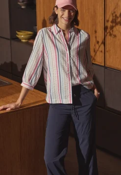 3/4-Arm Bluse in Seersucker Qualität