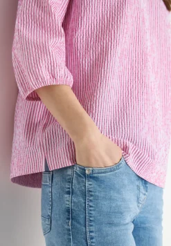 3/4-Arm Bluse in Seersucker Qualität