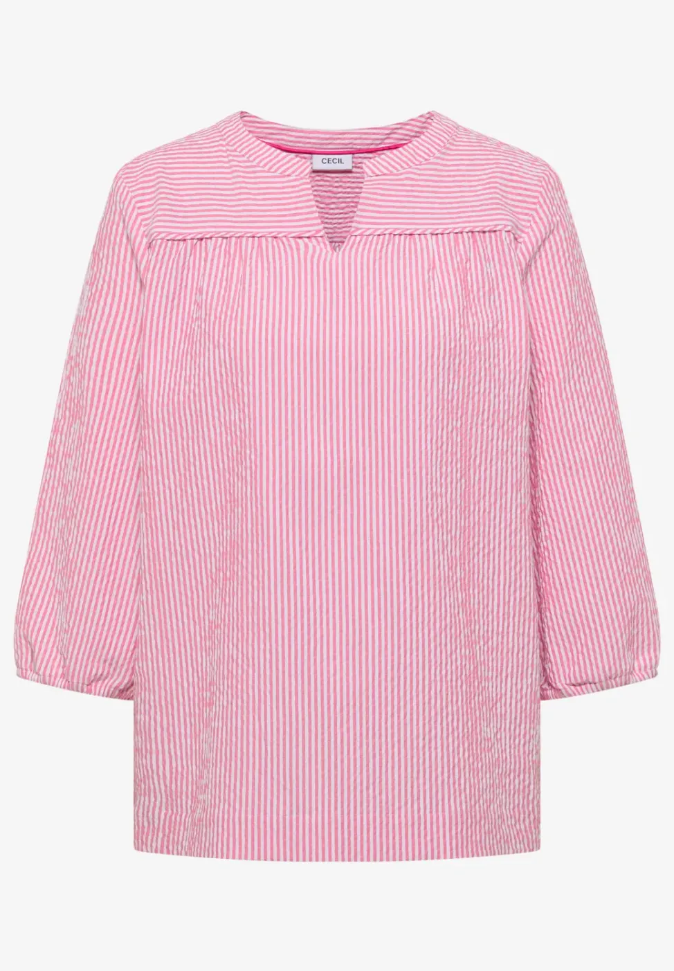 3/4-Arm Bluse in Seersucker Qualität