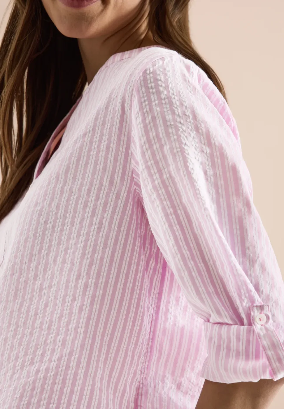 3/4-Arm Bluse in Seersuckerqualität