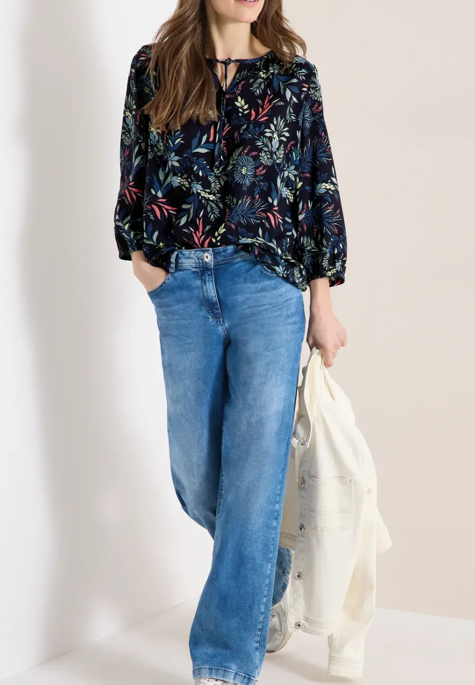 3/4-Arm Bluse mit floralem Muster