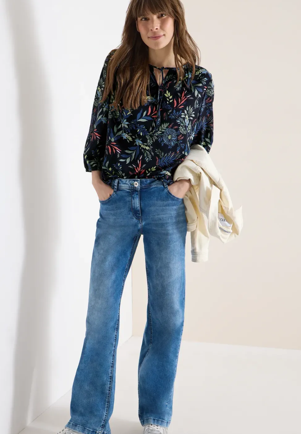 3/4-Arm Bluse mit floralem Muster
