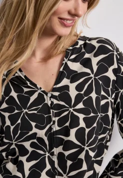 3/4-Arm Bluse mit Knotendetail